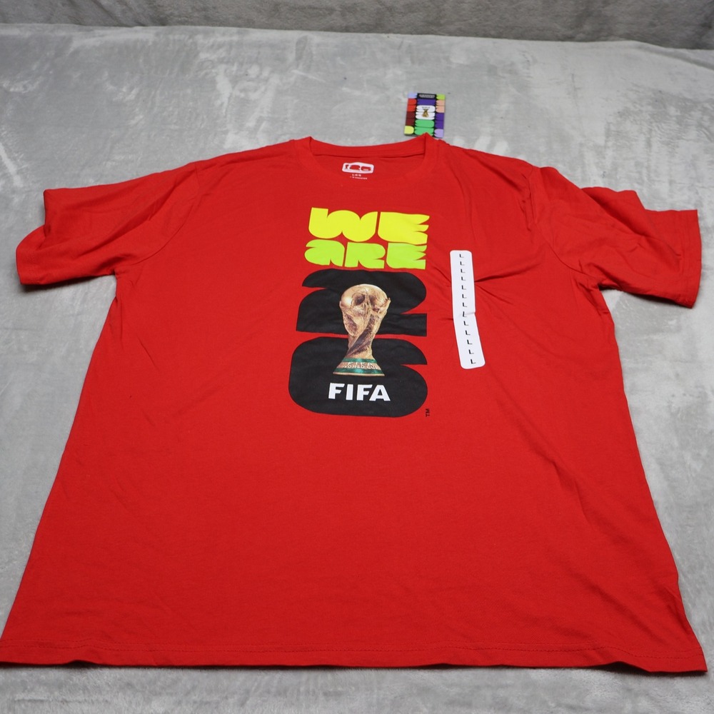FIFA World Cup 2026 Shirt Mens Large Red Football Fan Gear Crewneck Tee $20 NEW